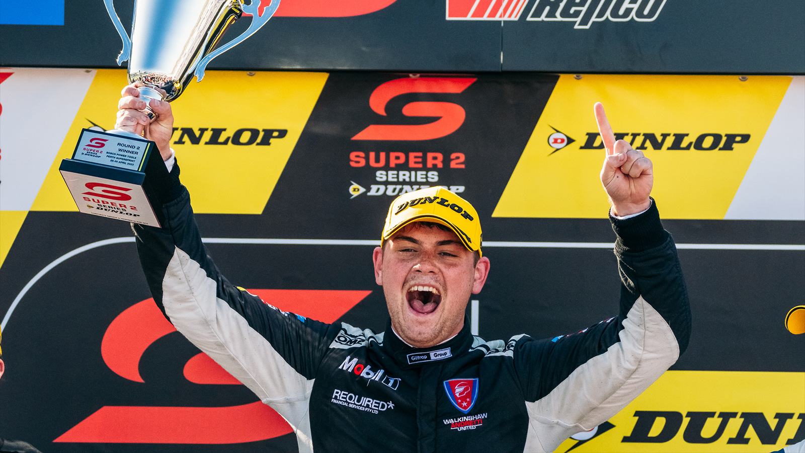 Ryan Wood celebrating the Round win for Super2 in Perth