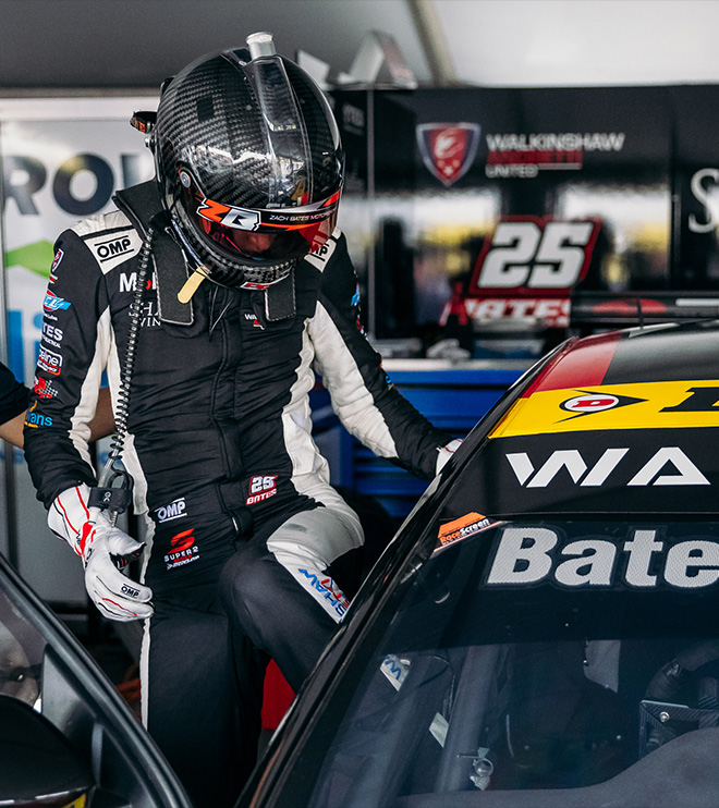 Zach Bates preparing for the first race around the streets of Newcastle