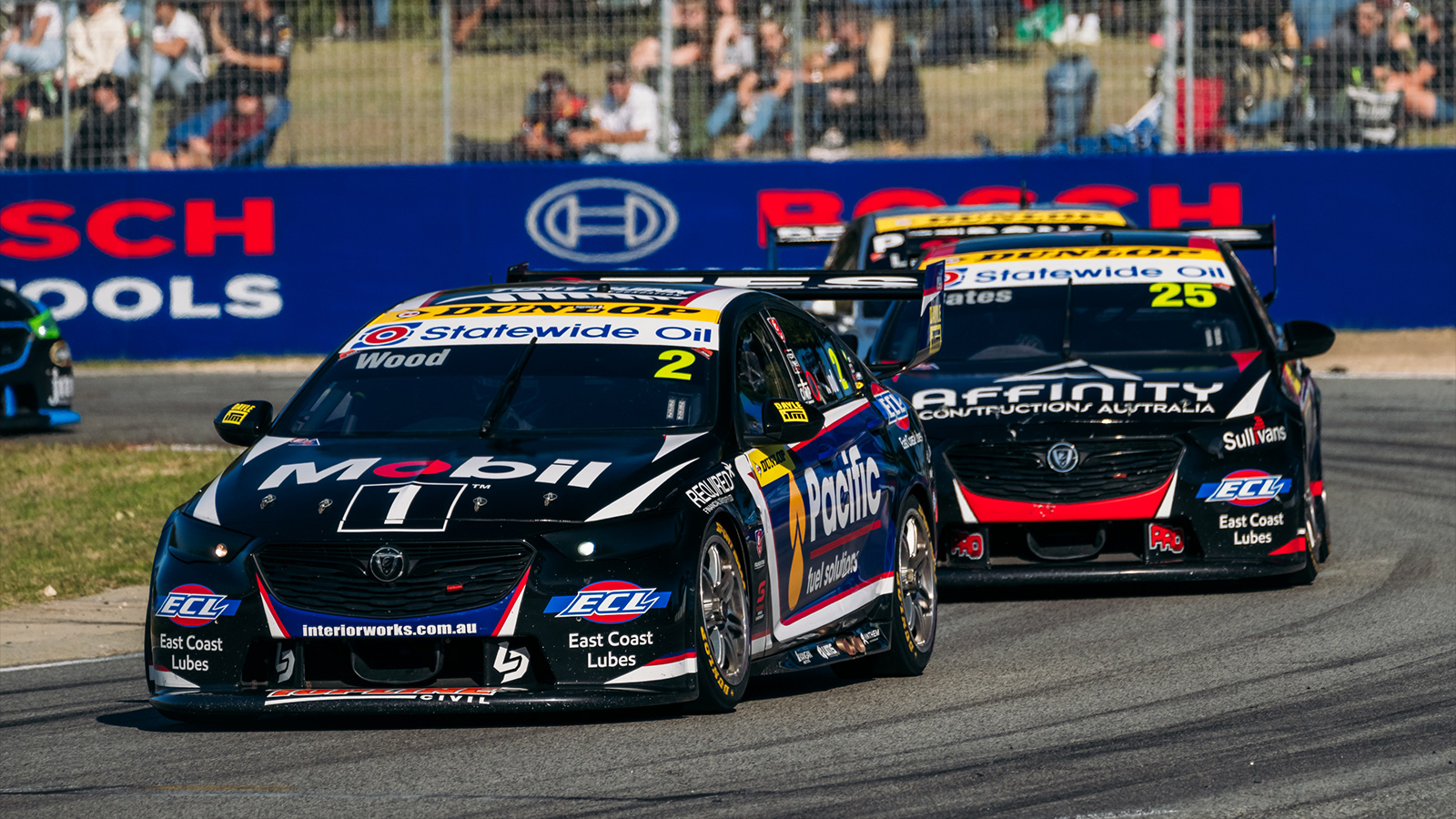 Ryan Wood and Zach Bates leading the final Super2 Series race of the Perth SuperSprint